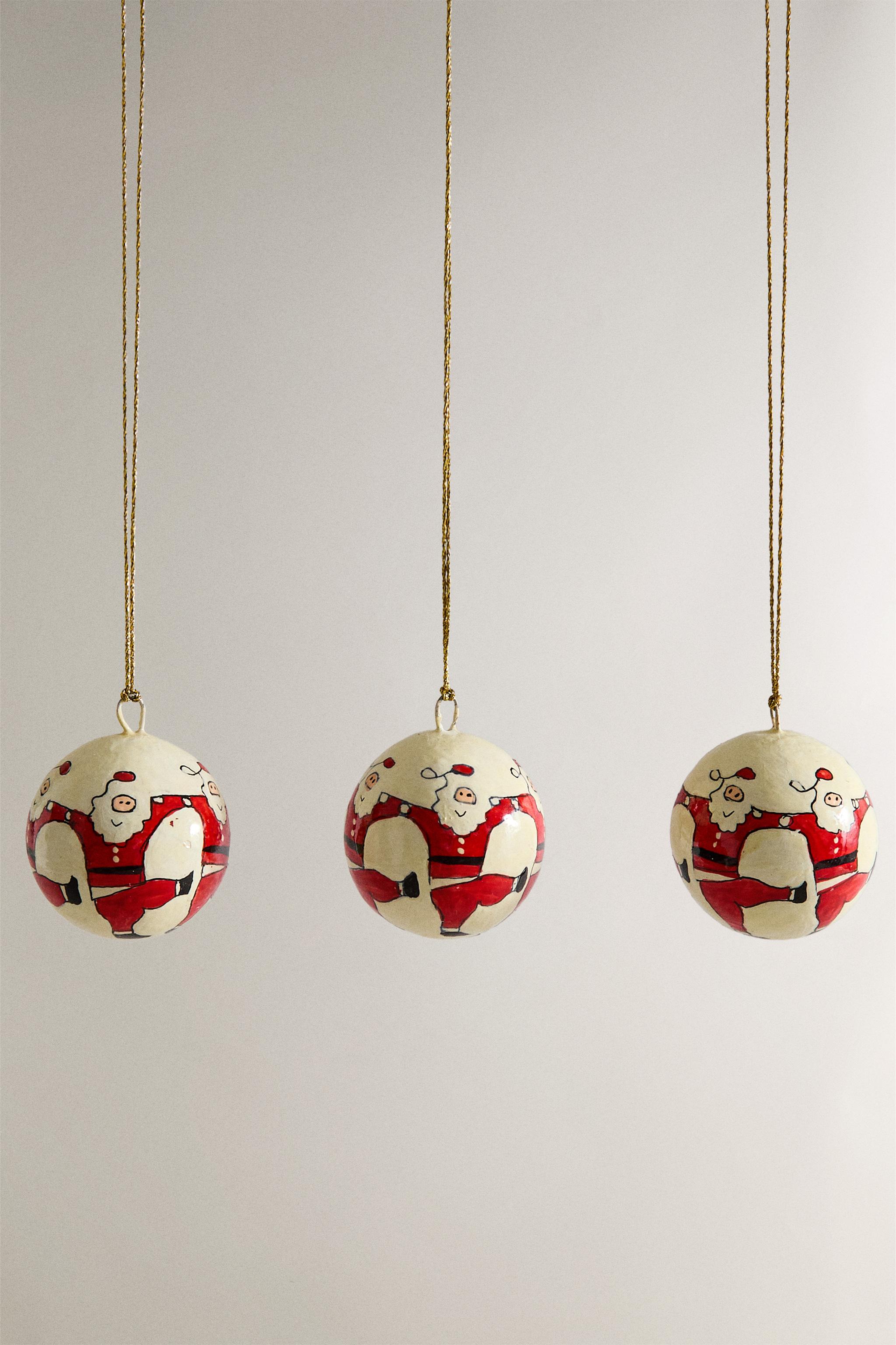 SET OF SANTA CLAUS CHRISTMAS TREE BALL ORNAMENTS (SET OF 3)